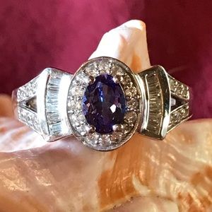 Kashmir Blue Kyanite, Cambodian Zircon Ring